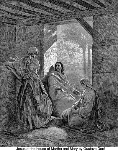 Исус при Марта и Мария, Густав Доре