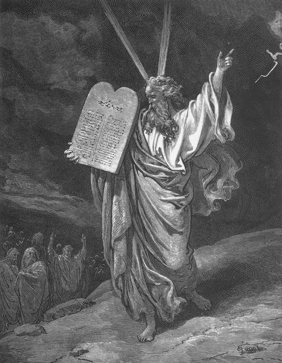Мойсей показва скрижалите. Густав Доре